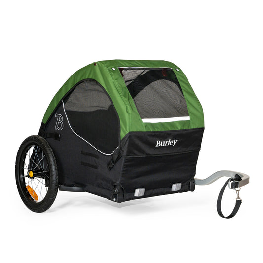 Front quarter view of the Burley Tail Wagon Pet Trailer, shown on a white background.