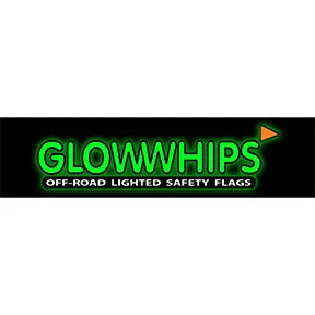 Glowwhips logo with green text on a black background.
