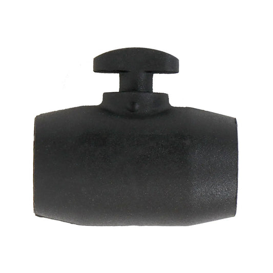 Side view of the black Hase Chain Tube Plastic Bracket Full Tube against a white background.