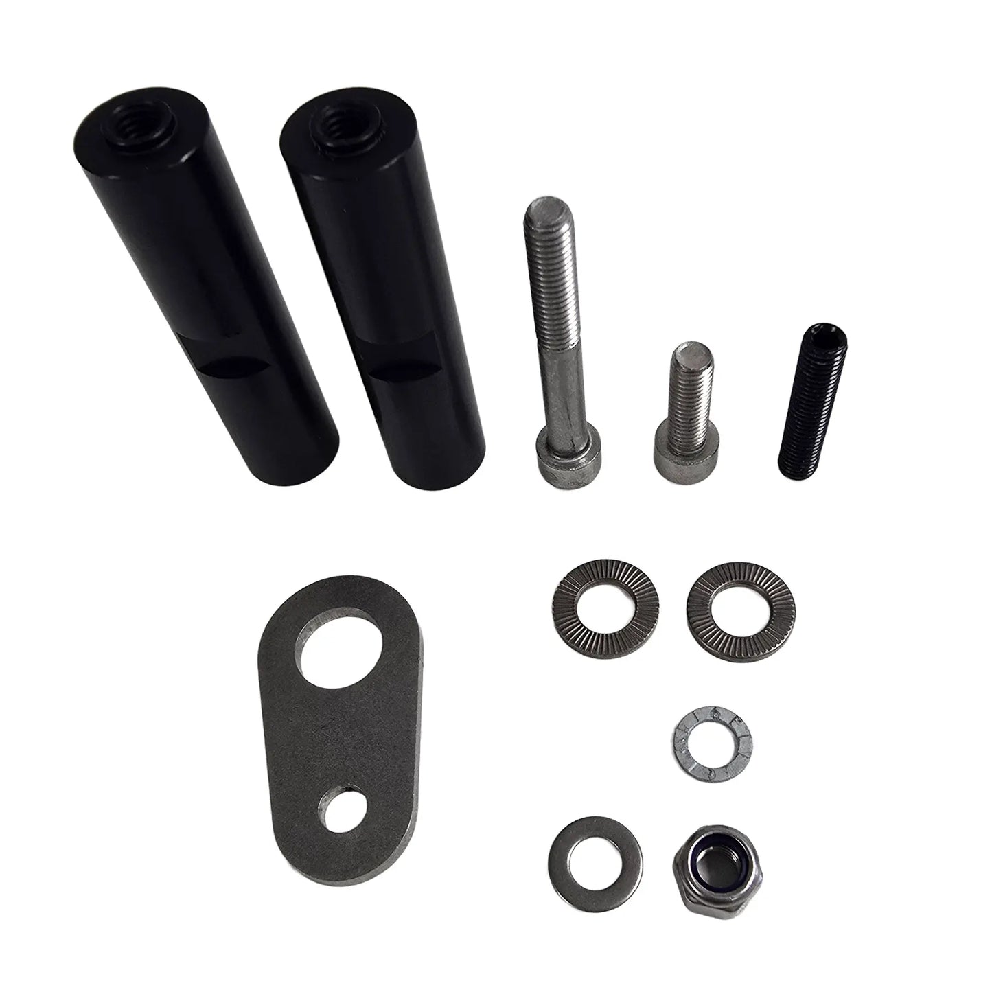 Image of the parts in the Hase Direct Connection for Weber Hitch against a white background.
