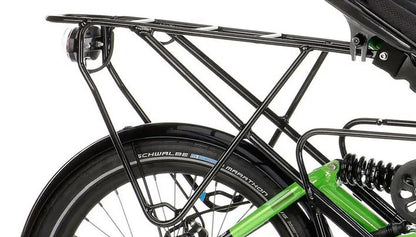 HP Velotechnik Rear Rack for the Grasshopper fx Recumbent Bicycle mounted on bicycle