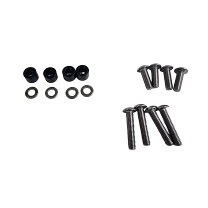 Top view of the HP Velotechnik Top Load Rack Extension mounting hardware against a white background. 