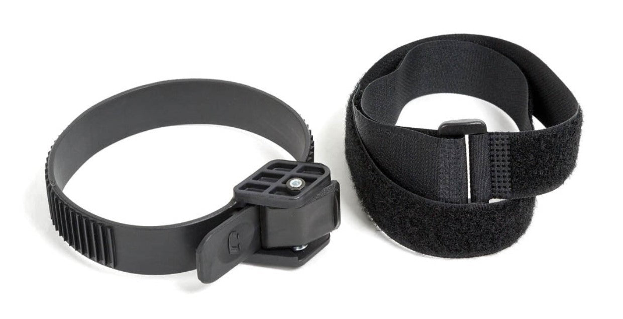 The Kuat Strap Extender Kit photo includes a plastic ratchet strap and a velcro strap against a white background.