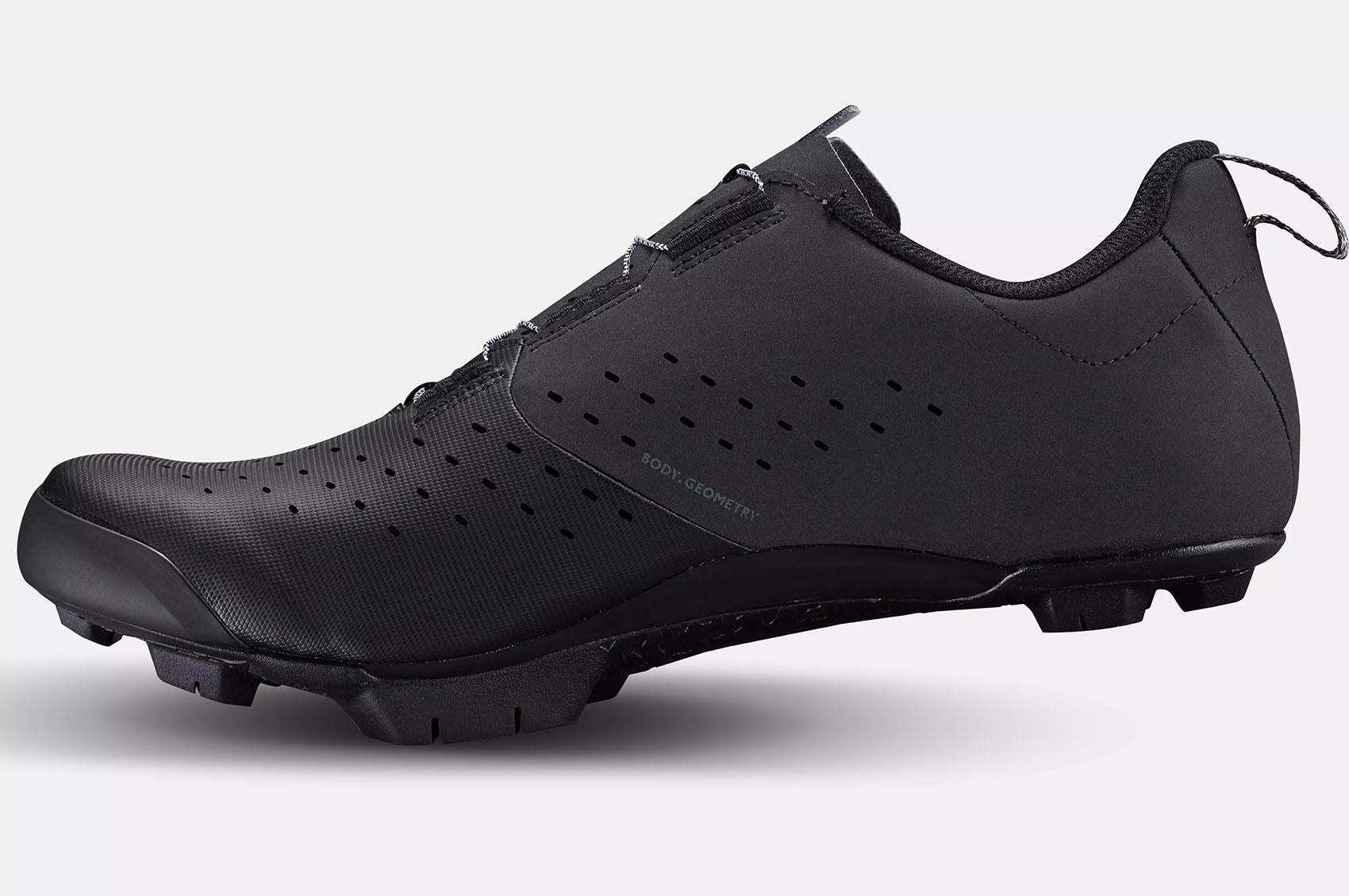 Side view of the Specialized Recon 1.0 Mountain Bike Shoes in black, shown on a white background.