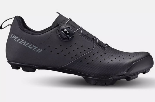 Side view of the Specialized Recon 1.0 Mountain Bike Shoes in black, shown on a white background.