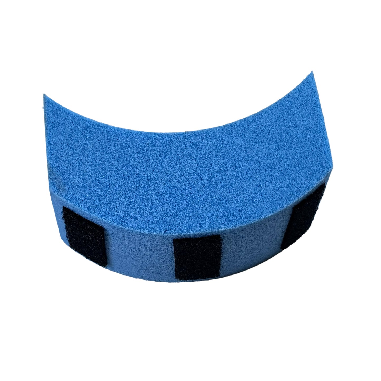 Closeup view of the blue medium density in  the T-Cycle Finer Recliner Medium Neckrest Kit for HP Velotechnik ErgoMesh Classic and Gekko Seats against a white background.