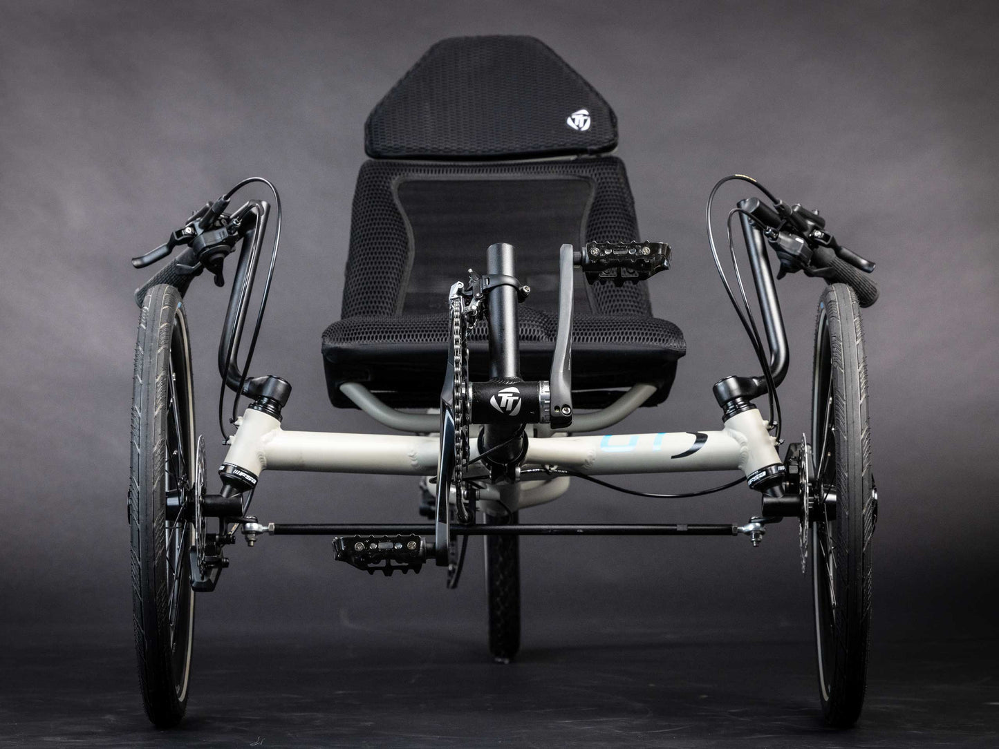 The front view of the TerraTrike GTS Recumbent Trike in Fog.