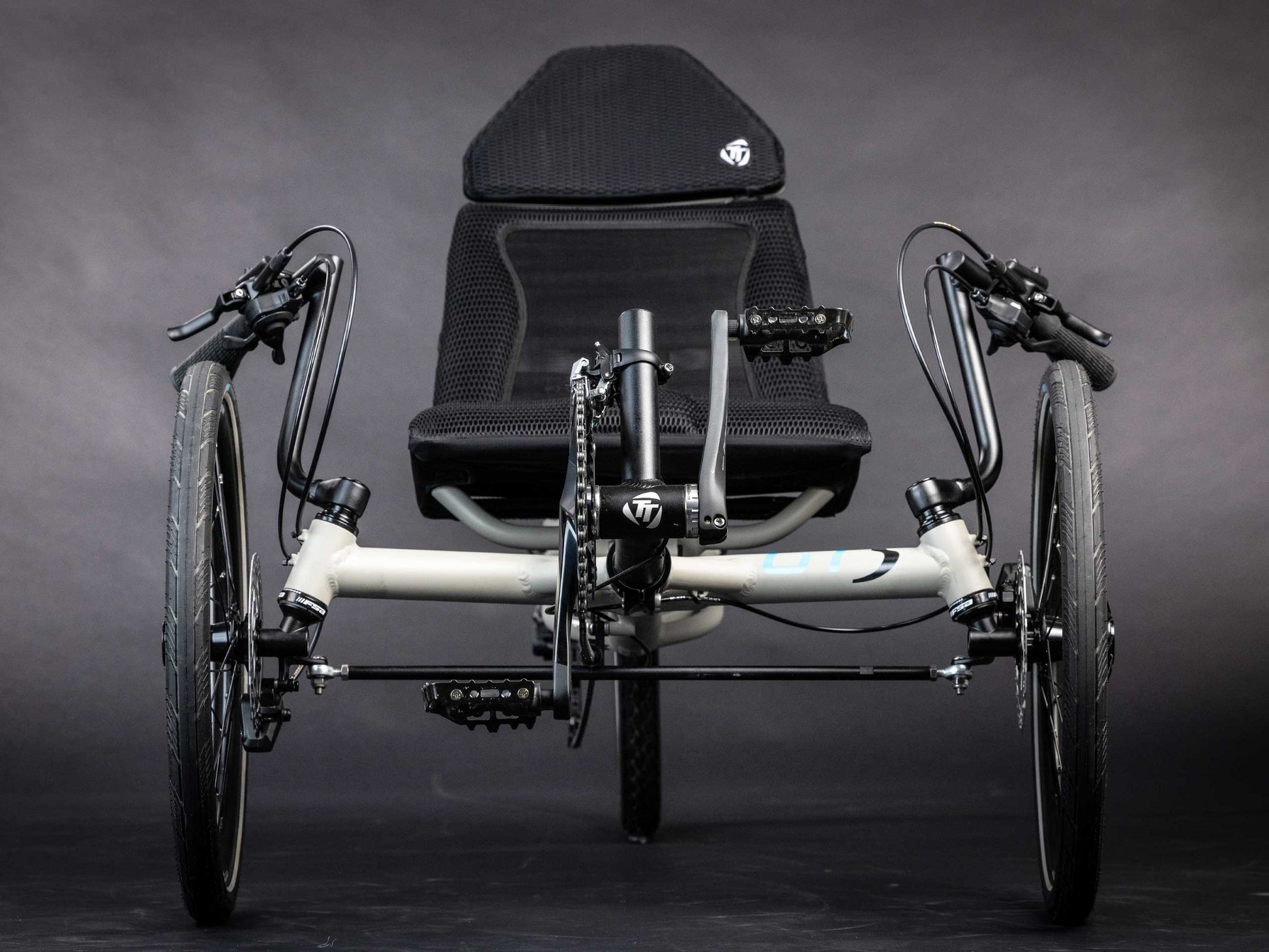 The front view of the TerraTrike GTS Recumbent Trike in Fog.