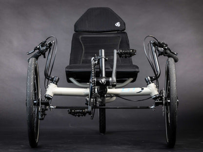 The front view of the TerraTrike GTS Recumbent Trike in Fog.