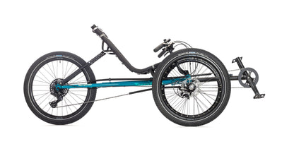 Side view of the Terratrike Rambler Recumbent Trike in Gemstone. 