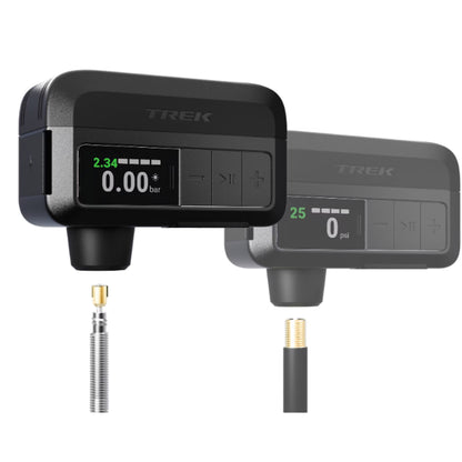 Trek Air Rush Pump works with presta and schrader valve stems.