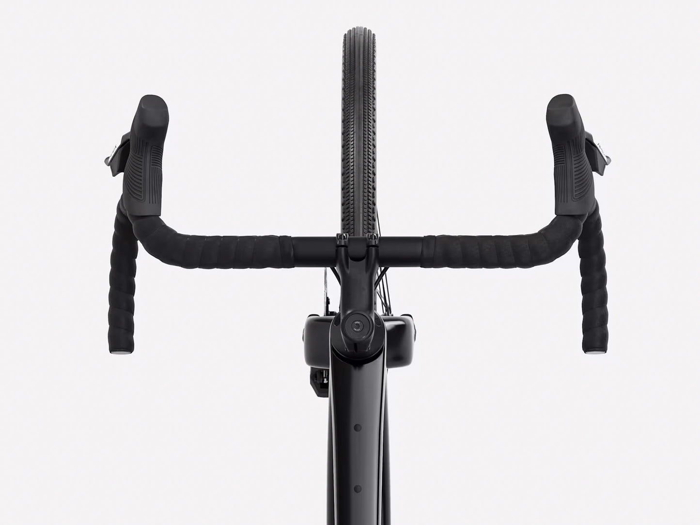 Cockpit view of the Trek Checkpoint SL 5 Gen 3 AXS Road Bike in Black/Matte Carbon Smoke, shown on a white background.