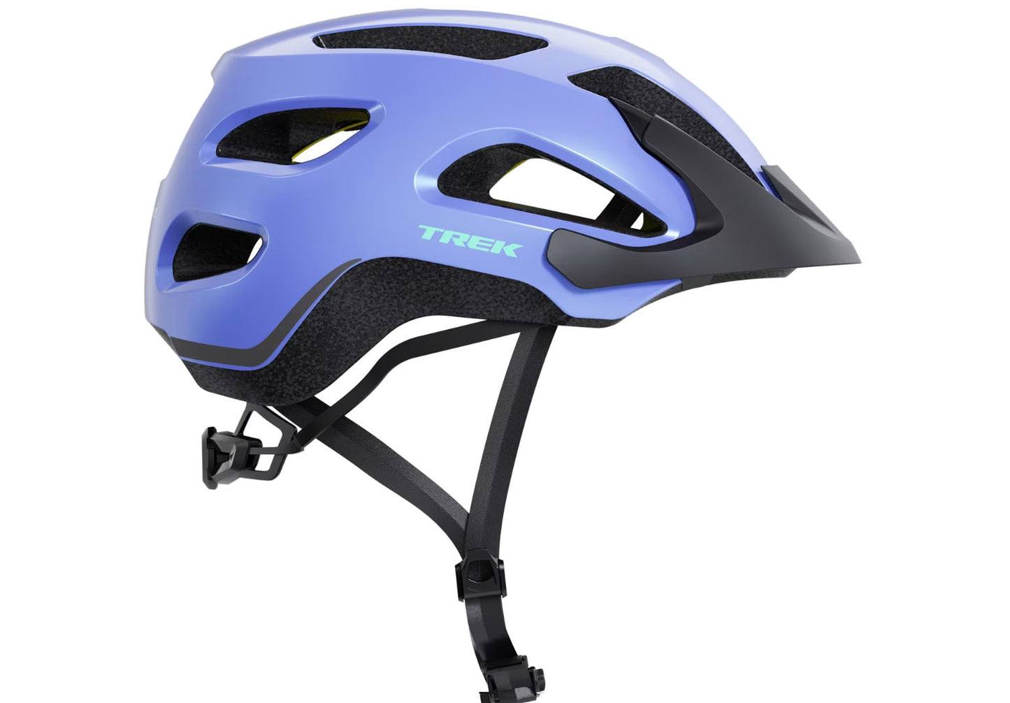 Side view of the Trek Solstice Mips Youth Helmet in Ultra Violet, shown on a white background.