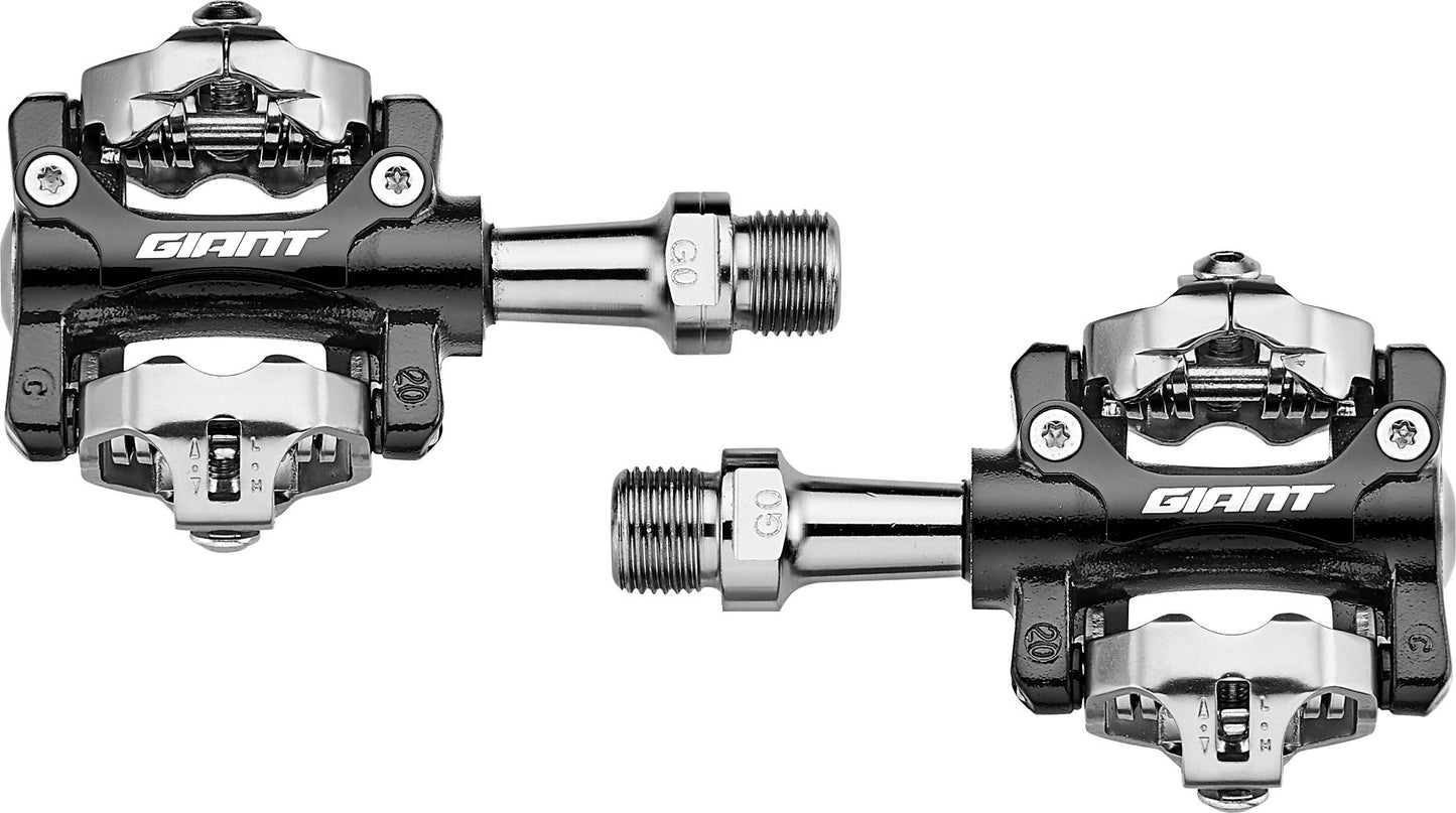 Giant XC Pro Clipless Pedals MTB showing two of the pedals, the left and right, on a white background.