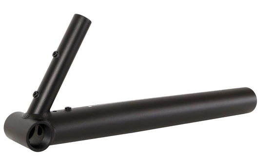 HP Velotechnik Front Boom KO Black with Scale with Derailleur Tube angled view.