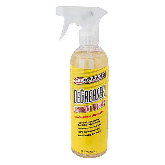 Studio image of a bottle of Maxima Degreaser with a yellow label. 