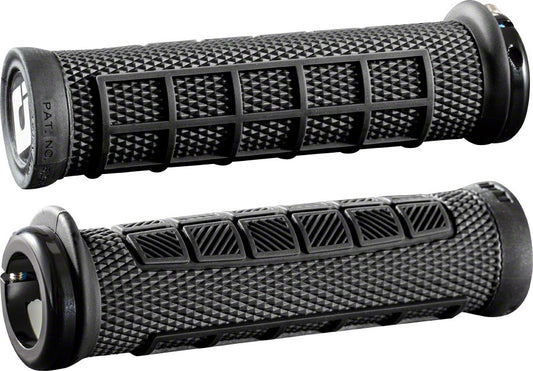 ODI Elite Pro Lock-On Black Bicycle Grips on a white background, black grips