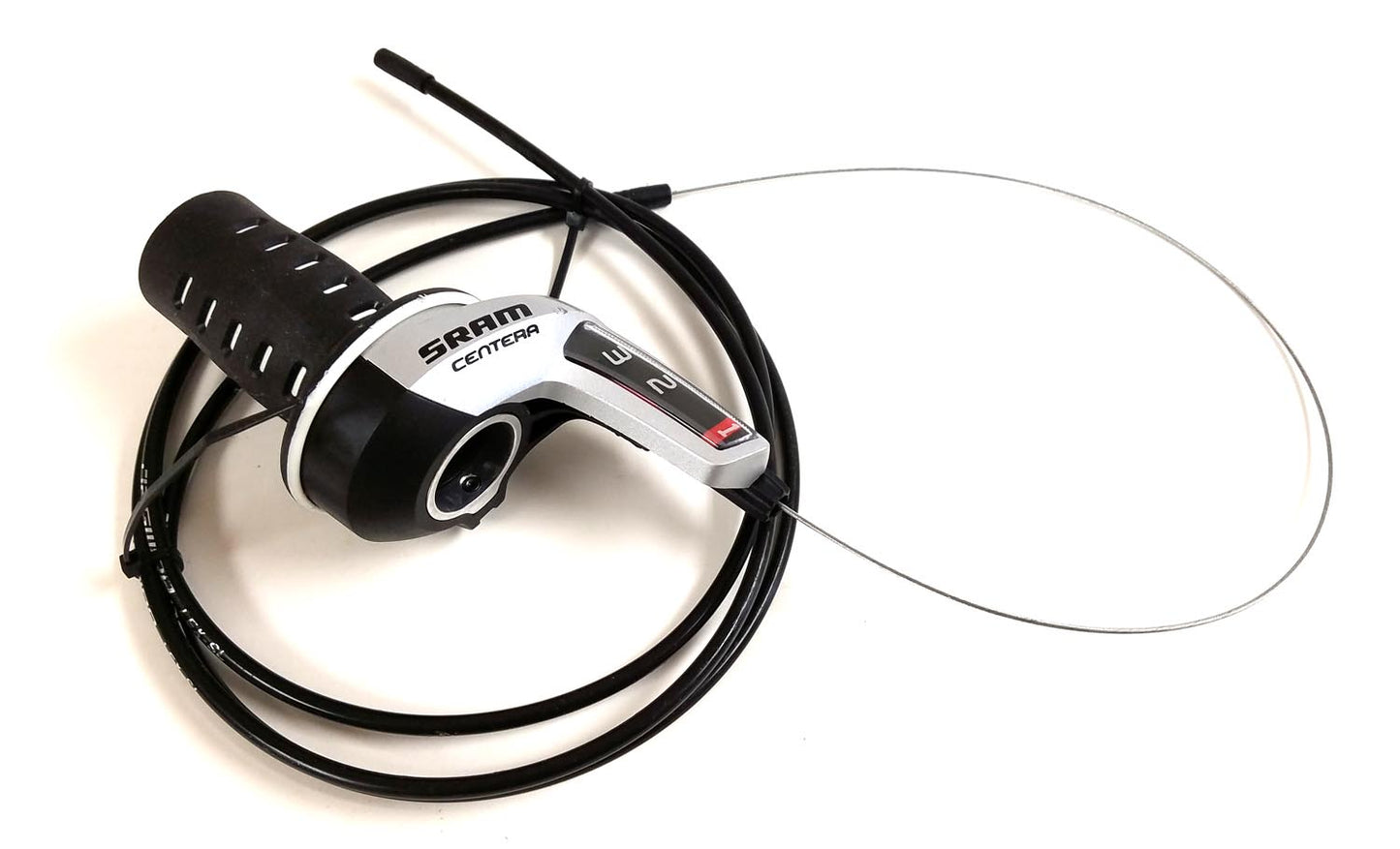 SRAM Centera 3 Speed Left Twist Shifter, a gear shift lever for bicycles, predominantly black in color.