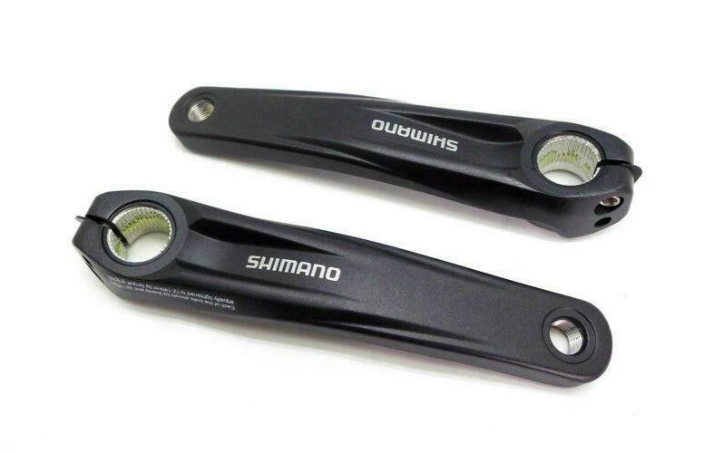 Shimano FC-E8000 170mm Black Crank Arm Set showing the top and bottom of the crank arm set