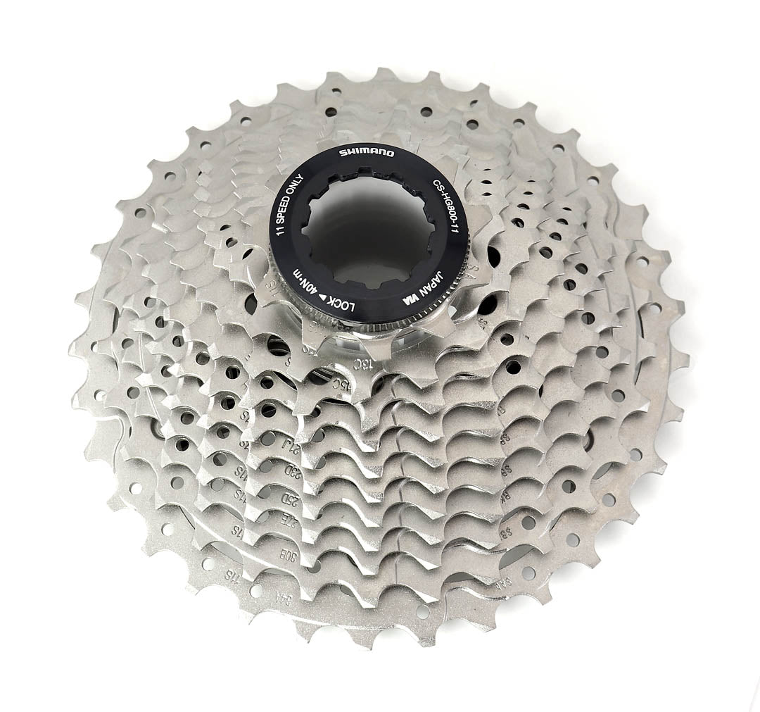 Shimano Ultegra CS-HG800 11 Speed 11-34t Silver Cassette top down view

