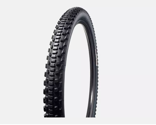 A black Specialized Hardrock'r tire with a tread pattern designed for cycling on various terrains.
