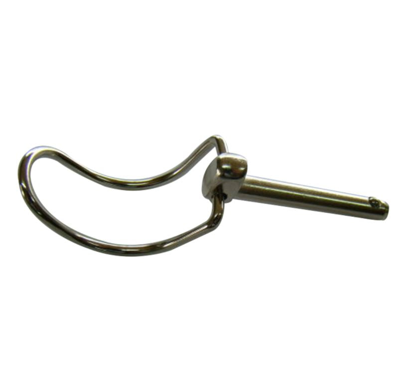studio image of silver metal clamp and pin for SunSeeker seat stays