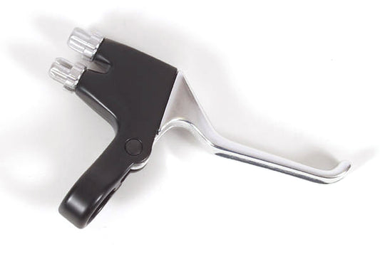 Sunlite Two-Into-One Brake Lever showing the black and silver brake lever, where you can see the dual exits for the brake cable.