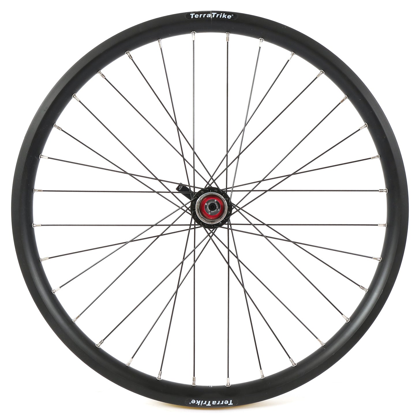 TerraTrike 24 Inch Double Wall Black Rear Wheel studio image side view