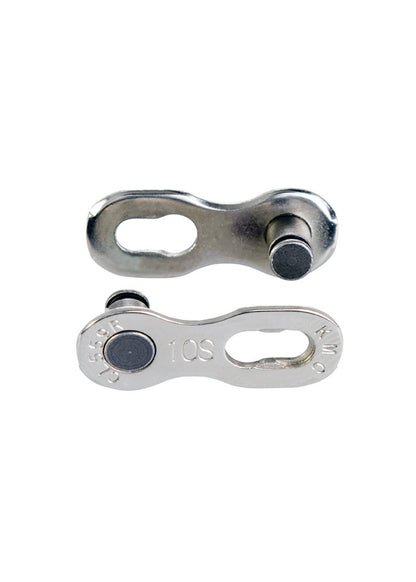 KMC CL559R 10 Speed Reusable Silver Missing Link Single studio image with white background