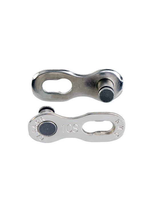 KMC CL559R 10 Speed Reusable Silver Missing Link Single studio image with white background