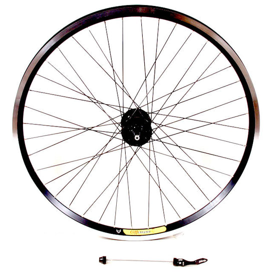 Velocity Cliffhanger 26" inch 559mm NMSW Black 40h Black Spokes & Silver Nips Tandem 145mm Rear Disc Wheel